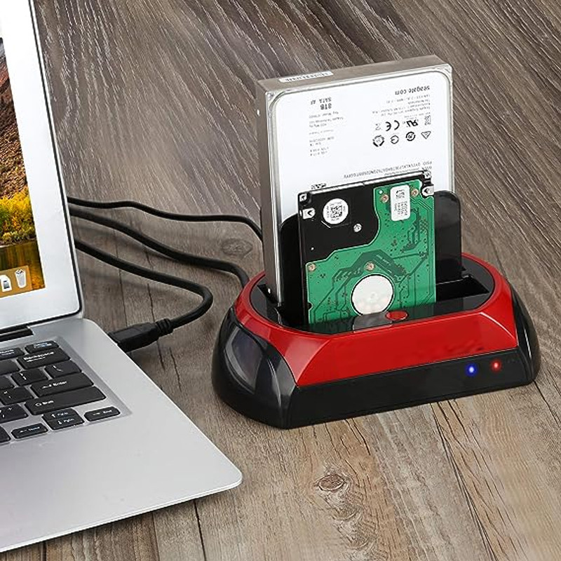 Station D'accueil  Pour Disques Dur HDD 2.5 Et 3.5 - Rouge & Noir