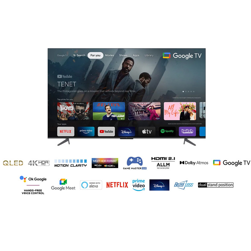 Téléviseur TCL C645 75" QLED 4K Smart Android - Noir
