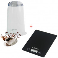 Pack Moulin à Café Topmatic 140w Blanc + Balance De Cuisine Topmatic  Noir