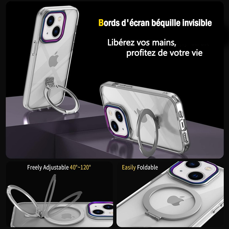 Coque Pour IPhone 14 Pro Max Avec Support Cercle - Transparent