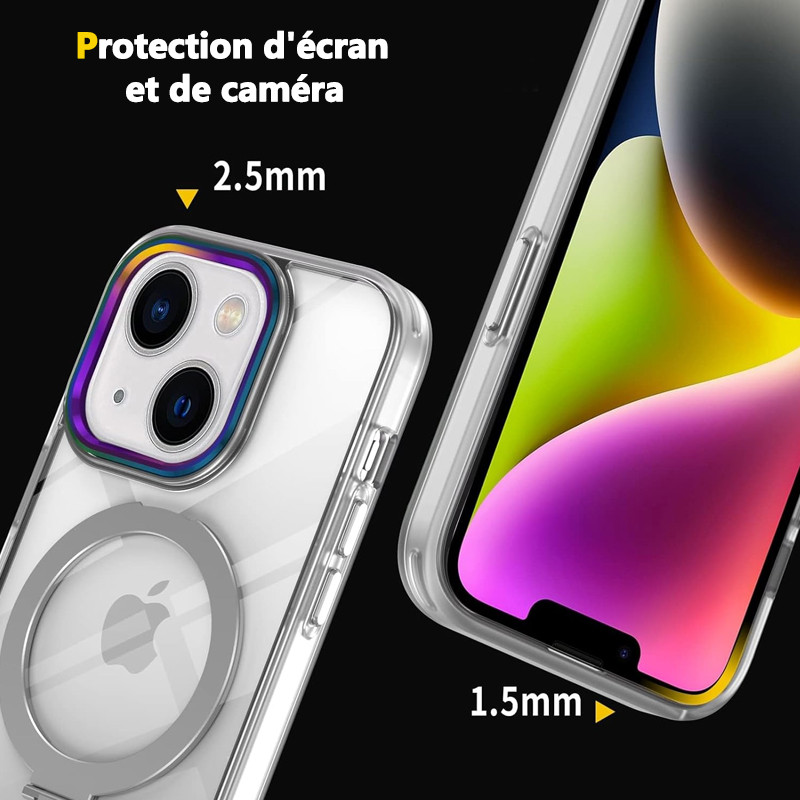 Coque Pour IPhone 14 Pro Max Avec Support Cercle - Transparent