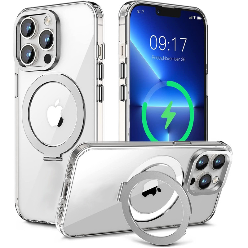 Coque Pour IPhone 14 Pro Max Avec Support Cercle - Transparent Coque Pour IPhone 14 Pro Max Avec Support Cercle - Transparent