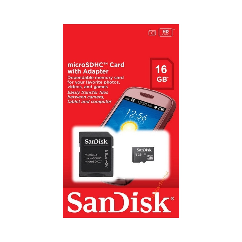 Carte Mémoire micro SDHC 16Go + Adaptateur Carte Mémoire micro SDHC 16Go + Adaptateur