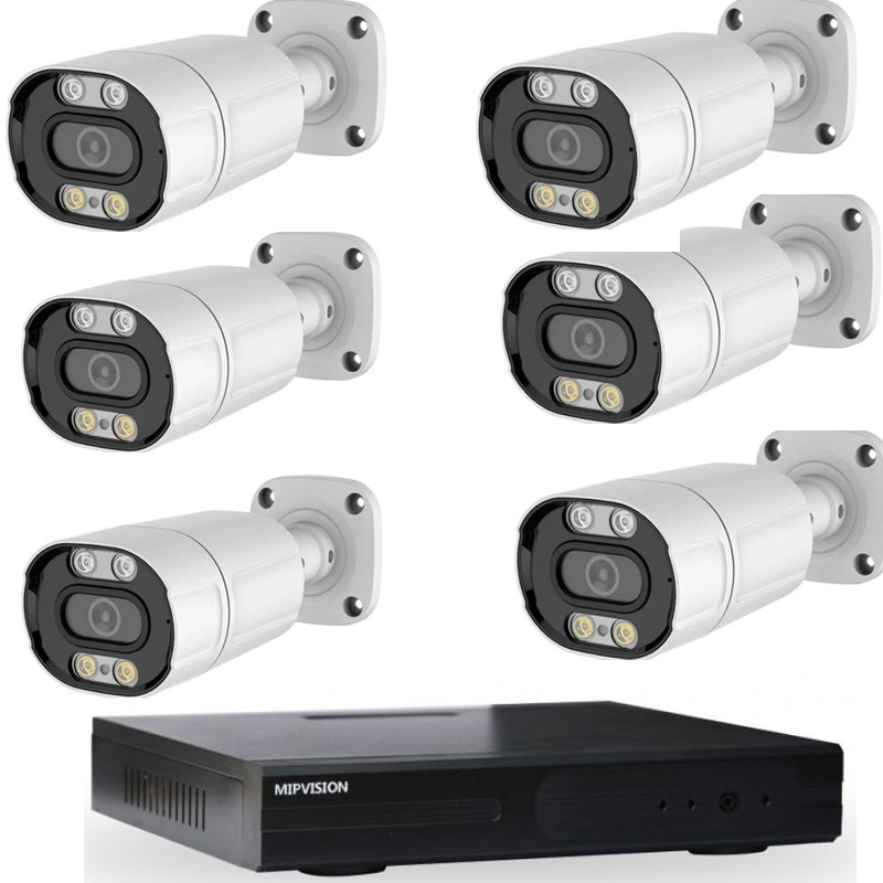Pack Dvr Hyprid + 6 Cameras Externe MipVision 2MP Blanc Pack Dvr Hyprid + 6 Cameras Externe MipVision 2MP Blanc