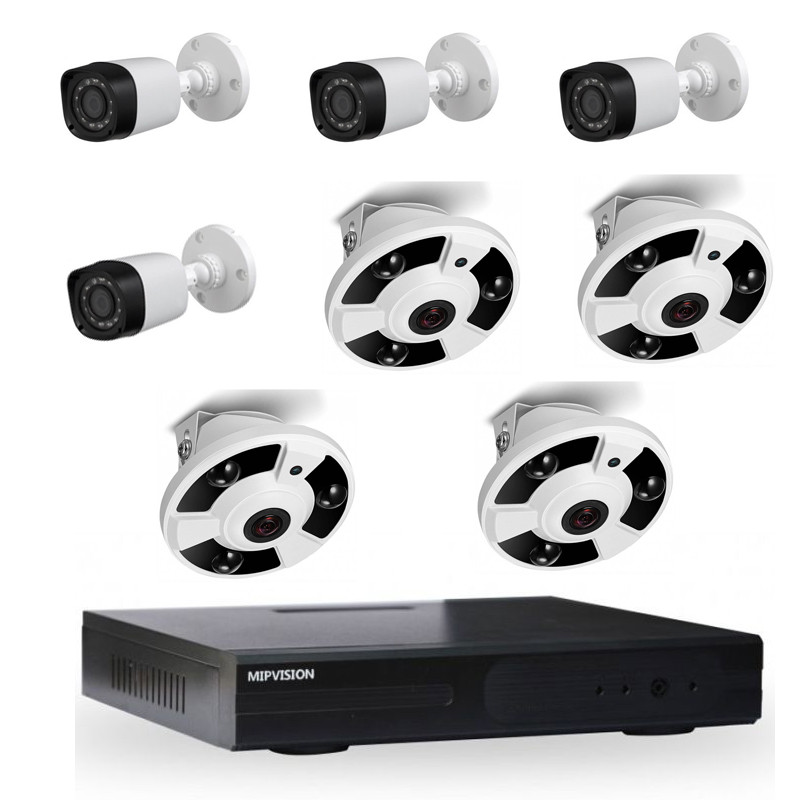 Pack Dvr Hyprid + 4 Cameras Internes + 4 Cameras Externe MipVision 2MP - Blanc Pack Dvr Hyprid + 4 Cameras Internes + 4 Cameras Externe MipVision 2MP - Blanc