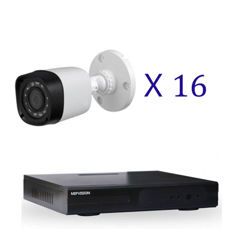 Pack Dvr Hyprid + 16 Cameras Externe MipVision 2MP - Blanc Pack Dvr Hyprid + 16 Cameras Externe MipVision 2MP - Blanc