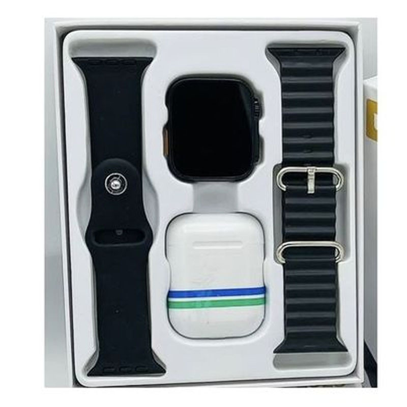 Montre Connectée W26 Ultra Série 8 + Airpods + 2 Ceintures - Noir