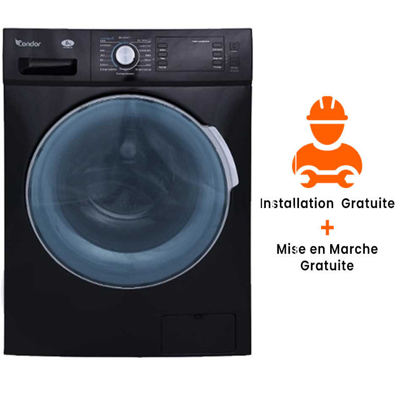 Machine à Laver Frontale Condor CON-FM12IB 10.5Kg - Noir Machine à Laver Frontale Condor CON-FM12IB 10.5Kg - Noir