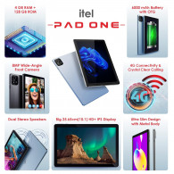Tablette Itel Pad One 4Go 128Go 4G - Gris Tablette Itel Pad One 4Go 128Go 4G - Gris