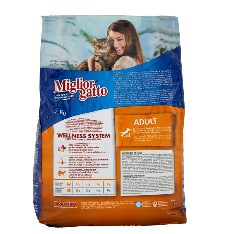 Croquettes Chat Migliore Gatto Adult Poulet 4 Kg