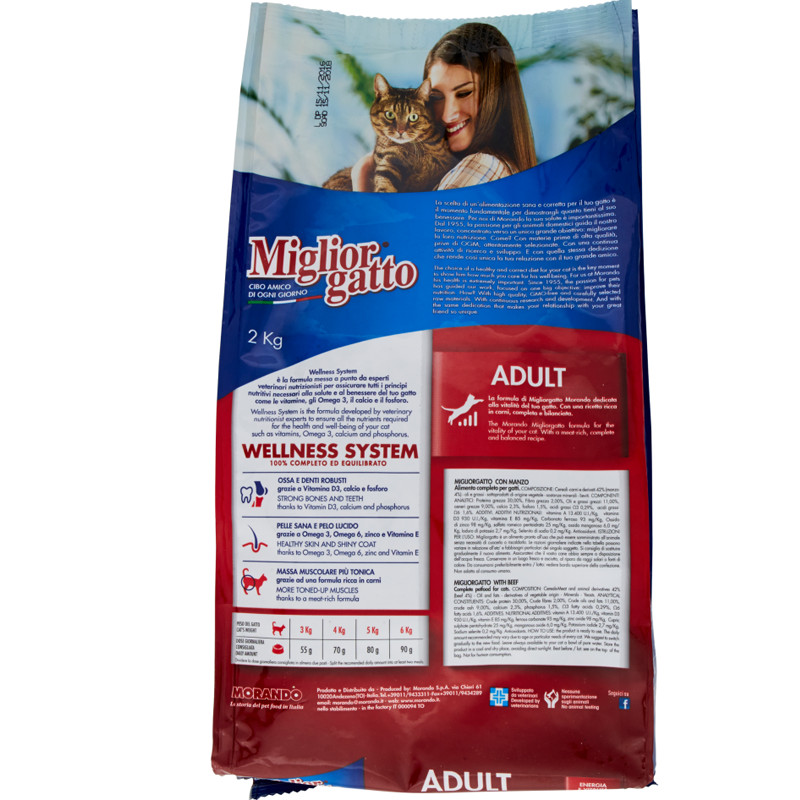 Croquettes Chat Migliore Gatto Adult Boeuf 2 Kg