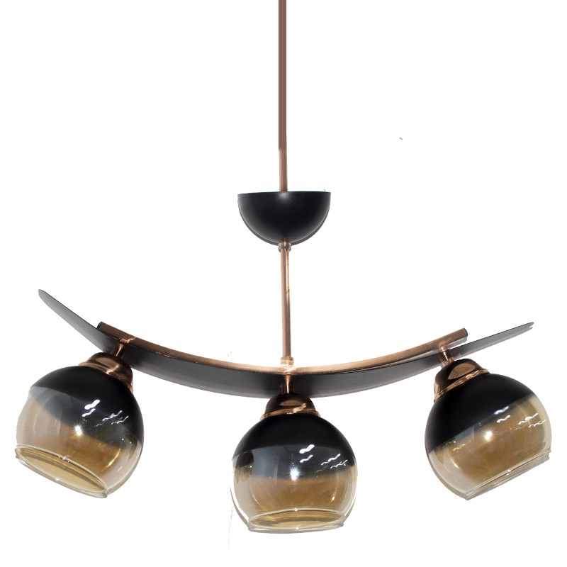 Lustre Moderne à 3 Lampes Noir