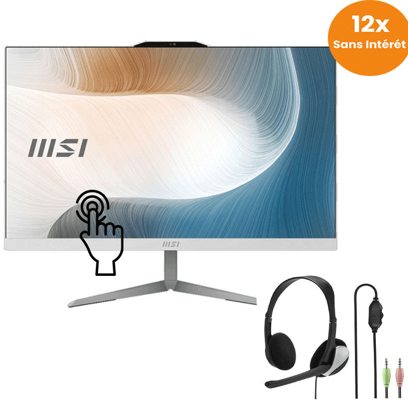 Pc De Bureau Tout En Un MSI Modern AM242T 12M I5 12Gén 8Go 512Go SSD Blanc (9S6-AE0712-018)