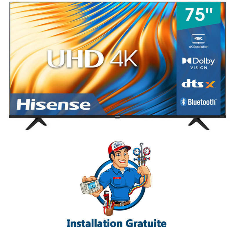 Téléviseur Hisense 75A6H 75" UHD Smart - Noir Téléviseur Hisense 75A6H 75" UHD Smart - Noir