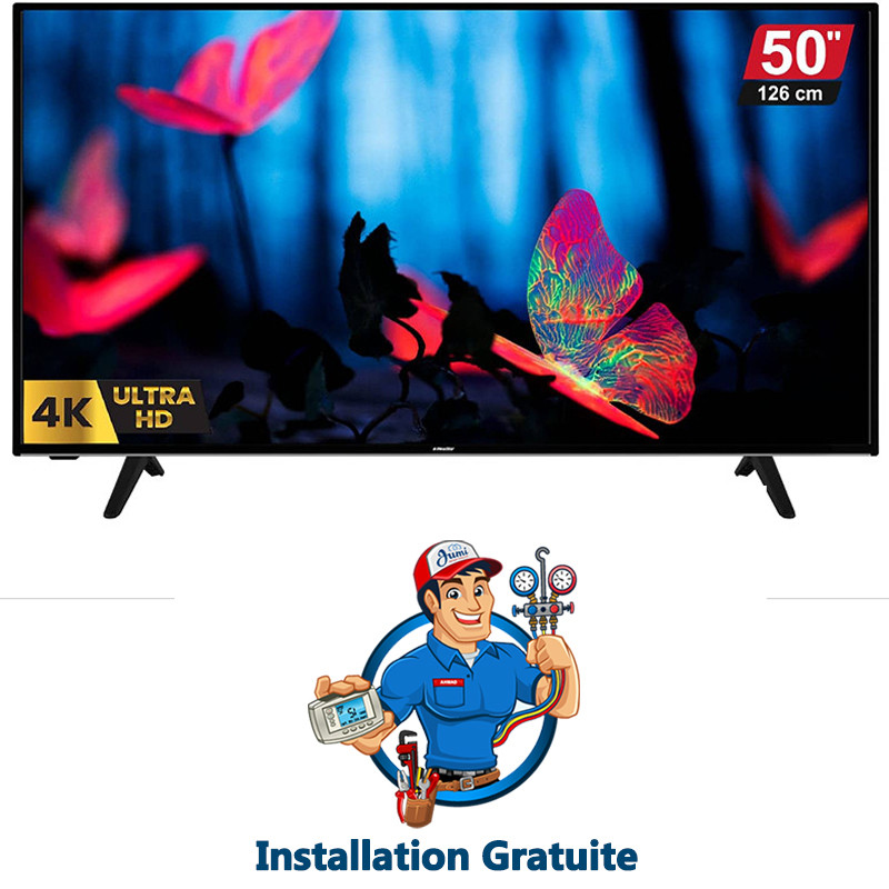 Téléviseur New Star 553 50" UHD 4K Android Smart Avec Récepteur Intégré Noir