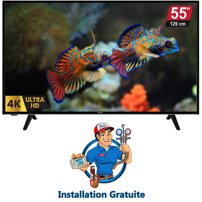 Téléviseur New Star 553 55" UHD 4K Android Smart Avec Récepteur Intégré Noir Téléviseur New Star 553 55" UHD 4K Android Smart Avec Récepteur Intégré Noir
