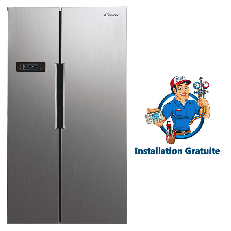 Réfrigérateur Candy Side by Side 521L Inox CHSVN174X Réfrigérateur Candy Side by Side 521L Inox CHSVN174X