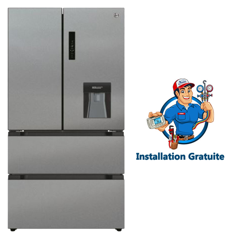 Réfrigérateur Hoover Side By Side 432 Litres Nofrost Silver (HSF818FXW)