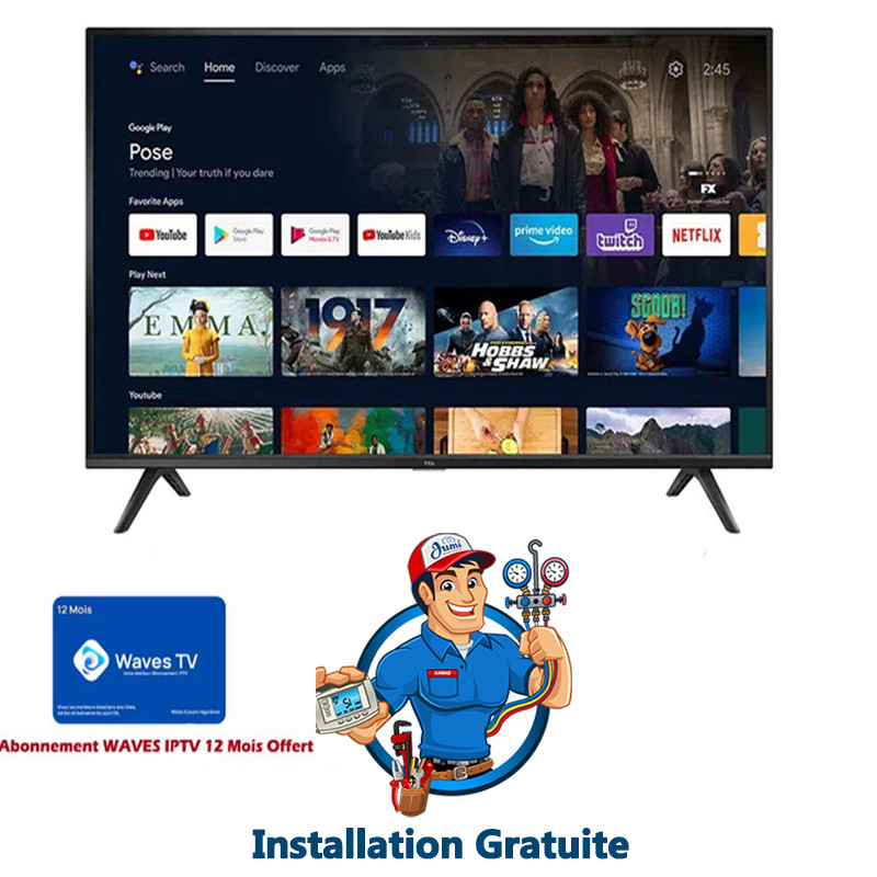 Téléviseur TCL S5200 32" HD Android Noir