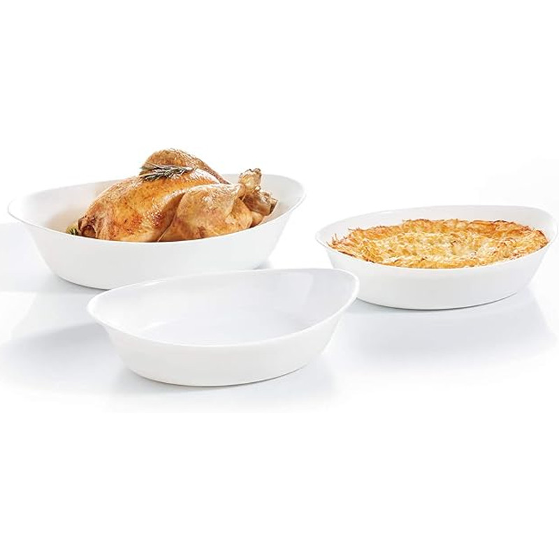Fontaine à Four Luminarc Smart Cuisine Opale - 29x23 Cm - Blanc - Verre Trempé Résistant Et Lavable Au Lave-Vaisselle