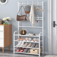 Porte Manteau avec Rangement de Chaussures Blanc