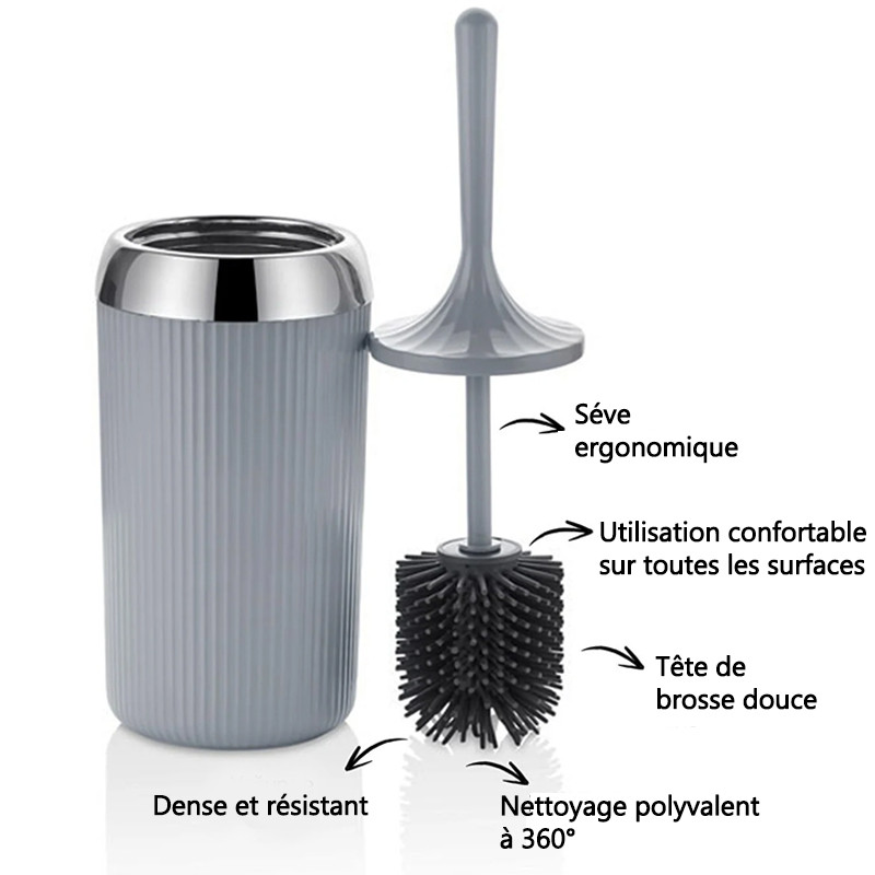 Brosse de Toilette Avec Support Çelik Ayna Acero Gris