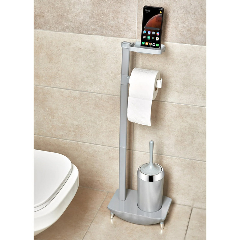 Brosse de Toilette Avec Support Çelik Ayna Acero Gris