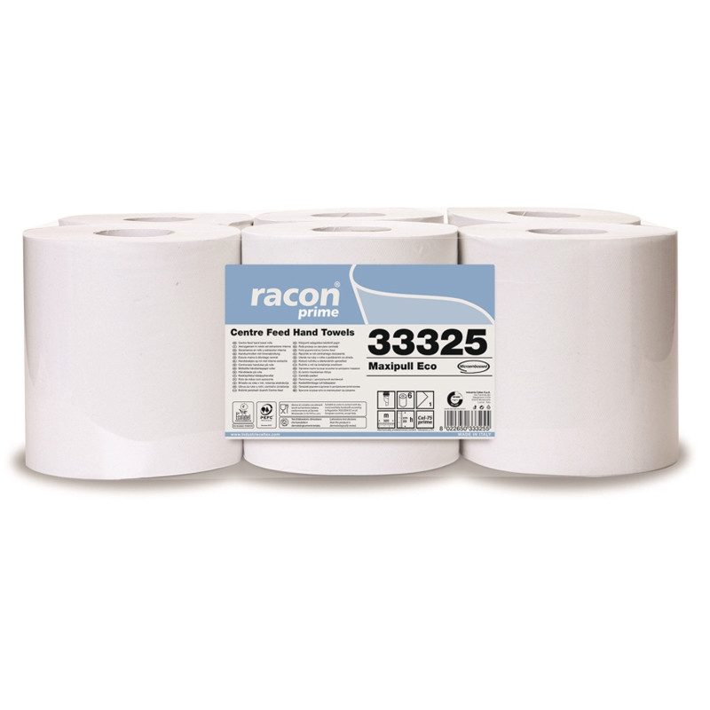 6 Rouleaux Essuie Main Racon Prime Eco-Maxi Blanc