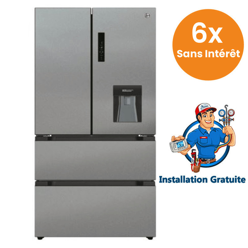 Réfrigérateur Hoover Side By Side 432 Litres Nofrost Silver (HSF818FXW)