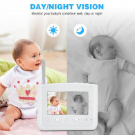 Moniteur Vidéo Pour Bébé Pix-Link RW202Y Avec Caméra Panoramique Blanc