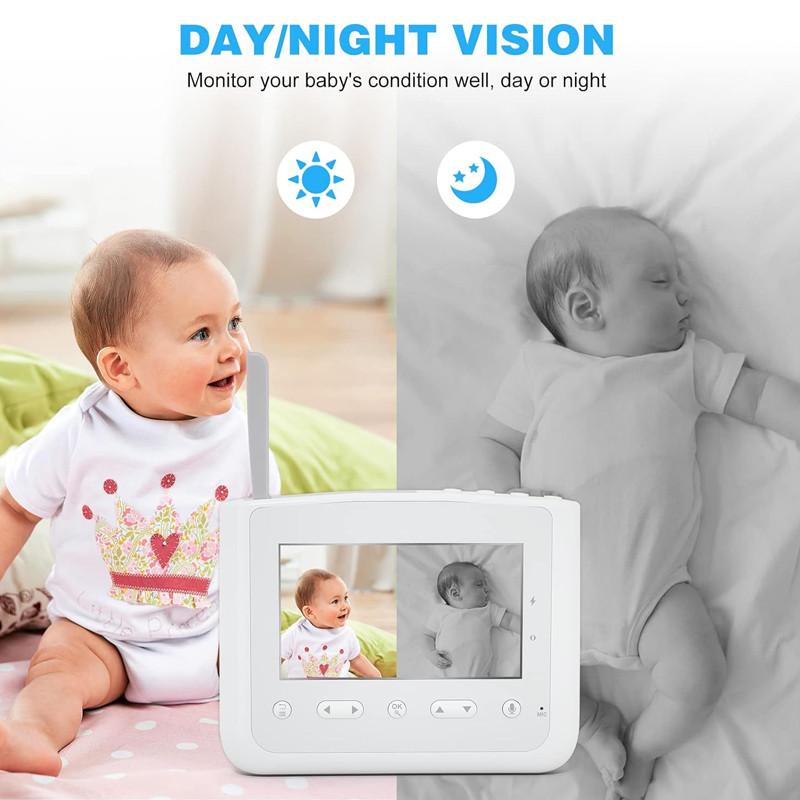 Moniteur Vidéo Pour Bébé Pix-Link RW202Y Avec Caméra Panoramique Blanc