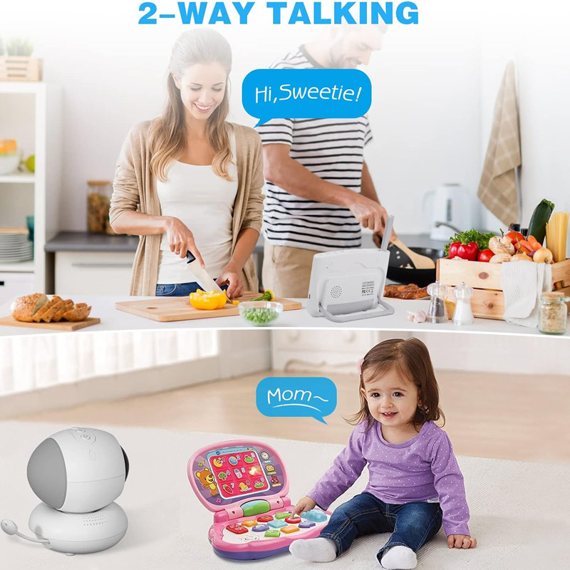 Moniteur Vidéo Pour Bébé Pix-Link RW202Y Avec Caméra Panoramique Blanc