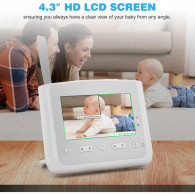 Moniteur Vidéo Pour Bébé Pix-Link RW202Y Avec Caméra Panoramique Blanc