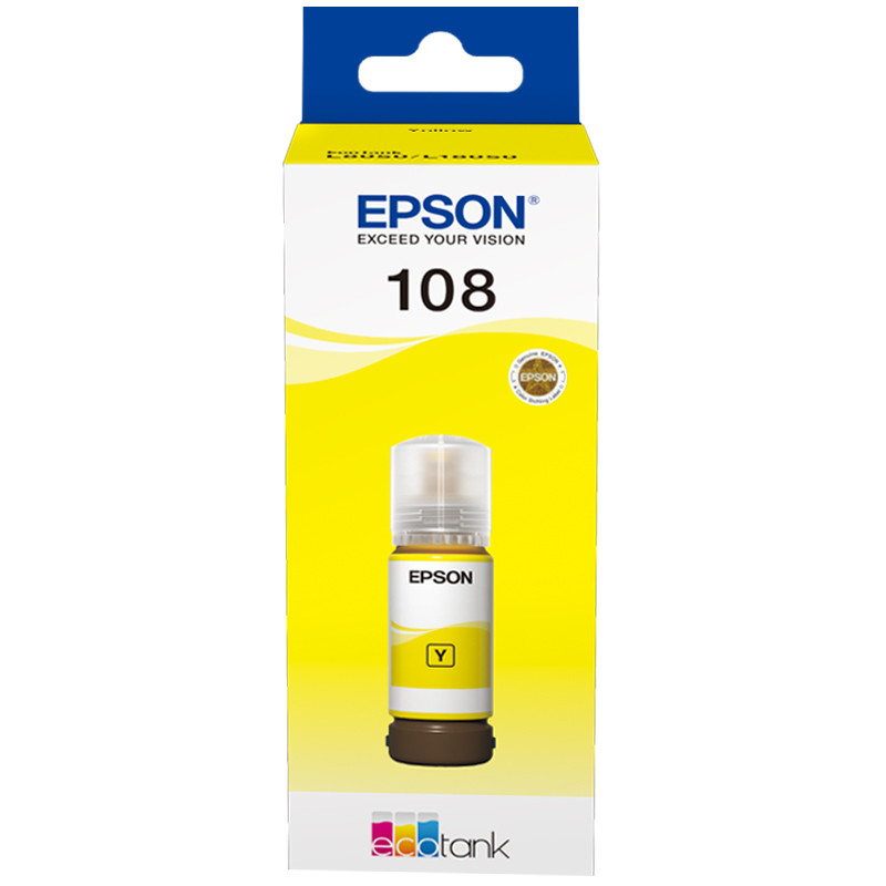 Bouteille D'encre Original Epson Ecotank 108 Jaune
