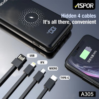 Power Bank Aspor A305 10 000 mAh Noir en Tunisie