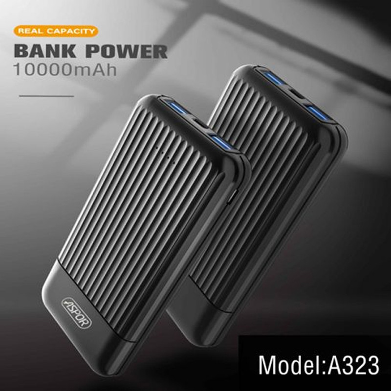 Power Bank Aspor A323 10 000 mAh Noir en Tunisie