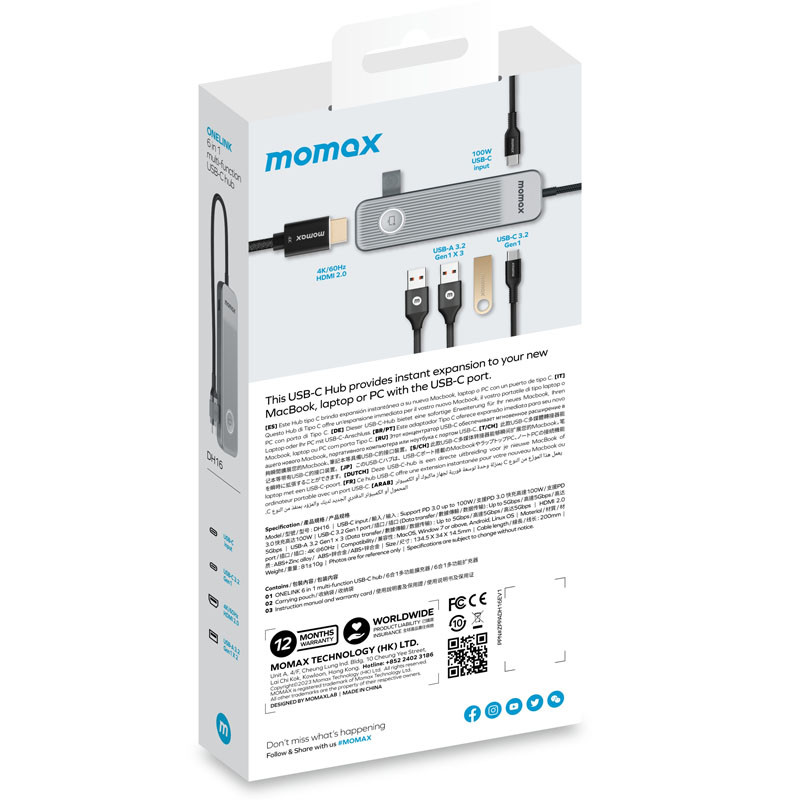 Station d'Accueil Nomax One Link 6 En 1 Avec Adaptateur Multiports 4K En Tunisie