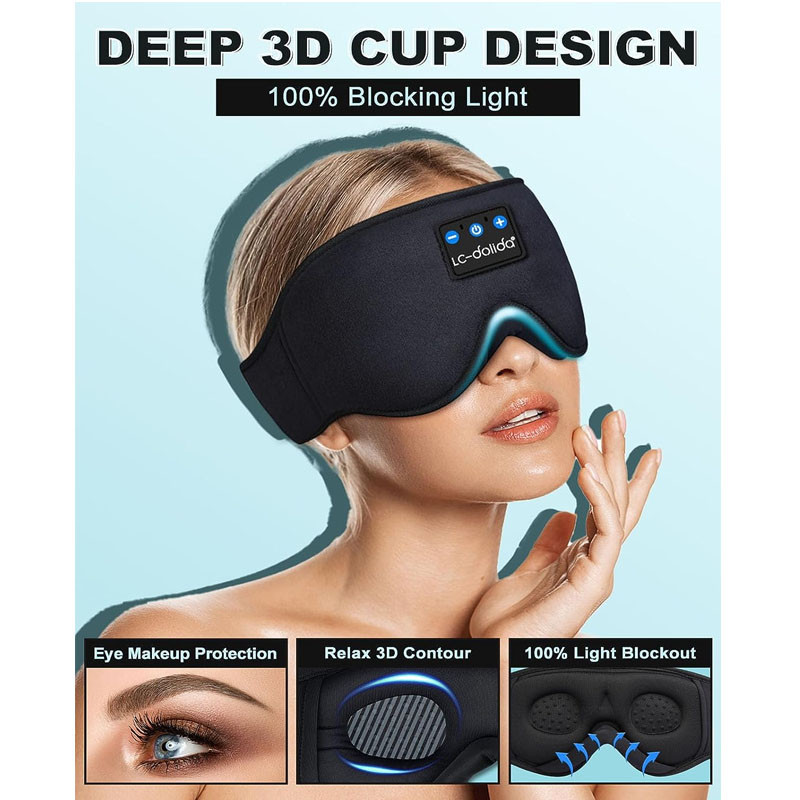 Masque de sommeil Casque musique Bluetooth Noir en Tunisie