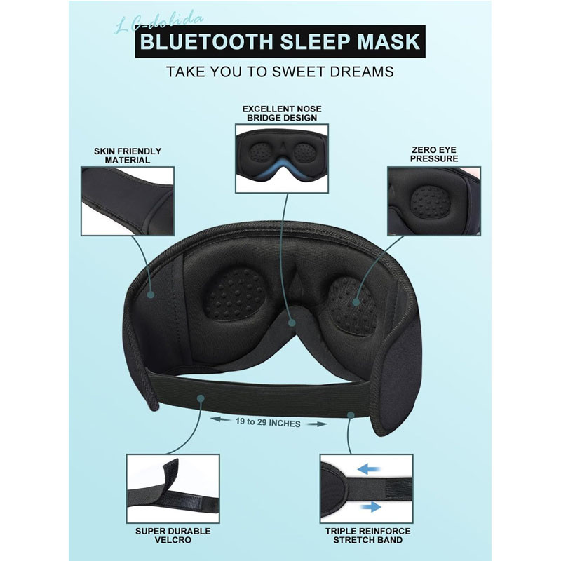 Masque de sommeil Casque musique Bluetooth Noir en Tunisie