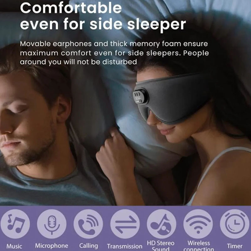Masque de Sommeil avec Ecouteur Bluetooth Gris en Tunisie