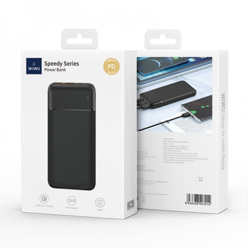 Power Bank Wiwu WI-PP01 20 000 mAh Noir en Tunisie