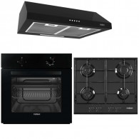 Pack Électroménager Premium : Hotte Casquette +  Four Electrique + Plaque De Cuisson Noir en Tunisie