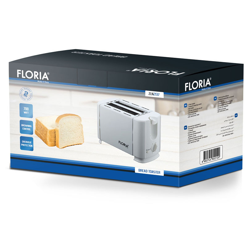 Grille Pain Floria ZLN2137 700 W Blanc en Tunisie