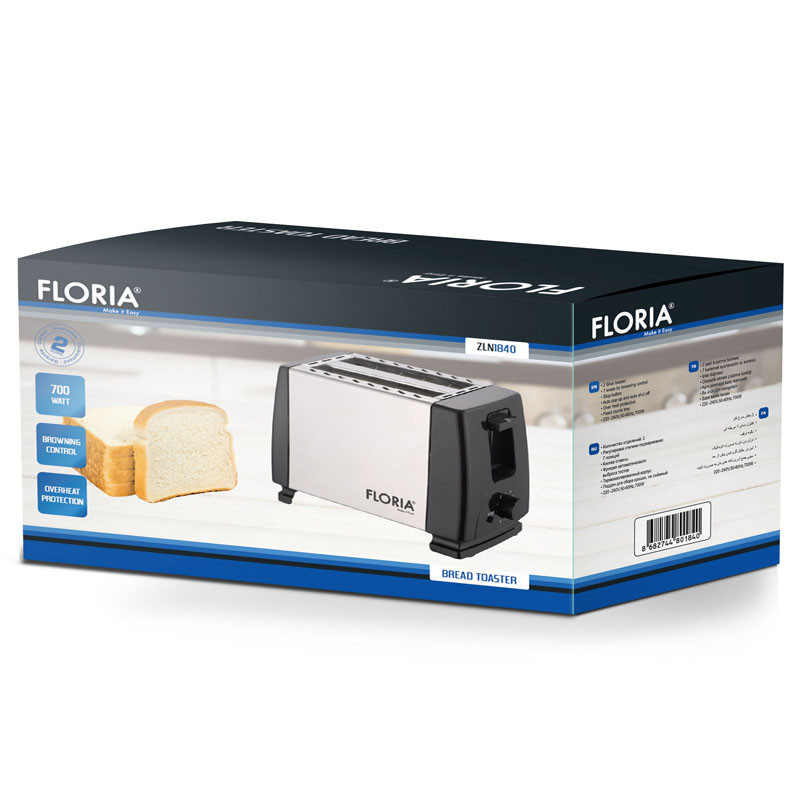 Grille Pain Floria ZLN1840 700 W Noir & Blanc en Tunisie