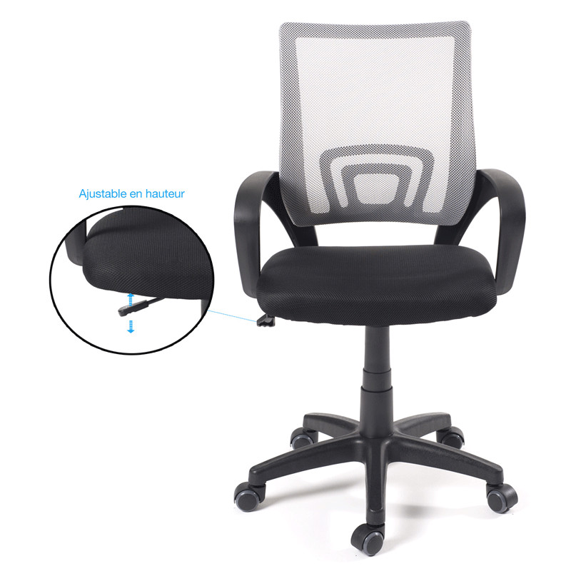 Chaise Secrétaire Avec Accoudoirs Gris en Tunisie