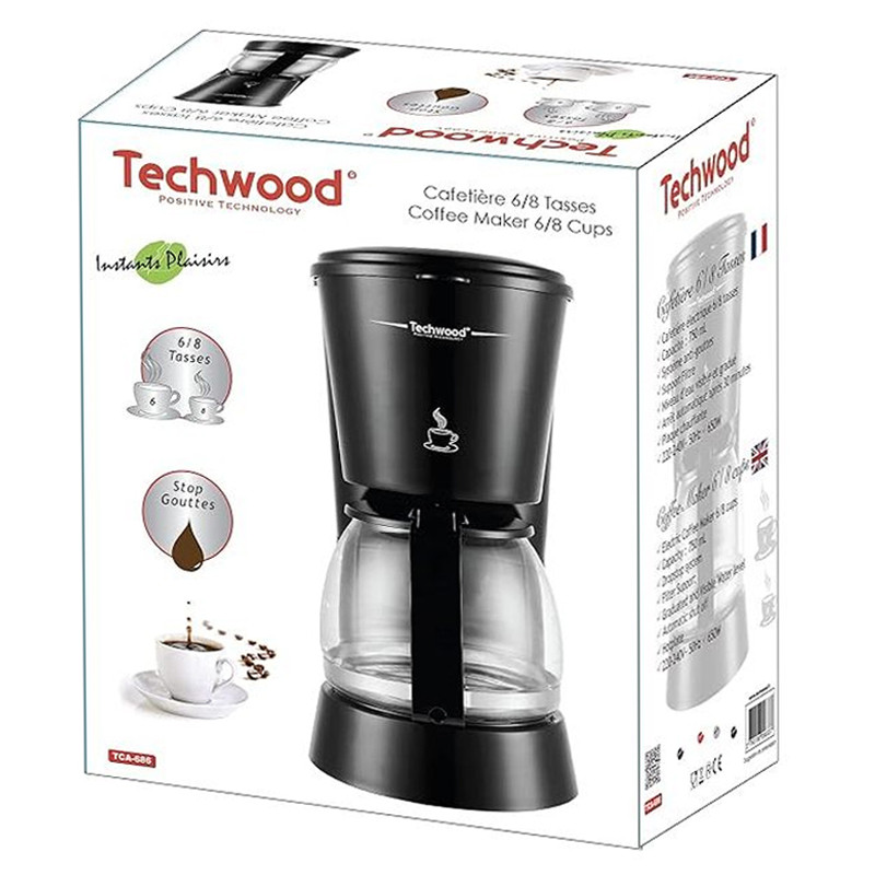 Cafetière Électrique Techwood TCA-696 650W Noir en Tunisie