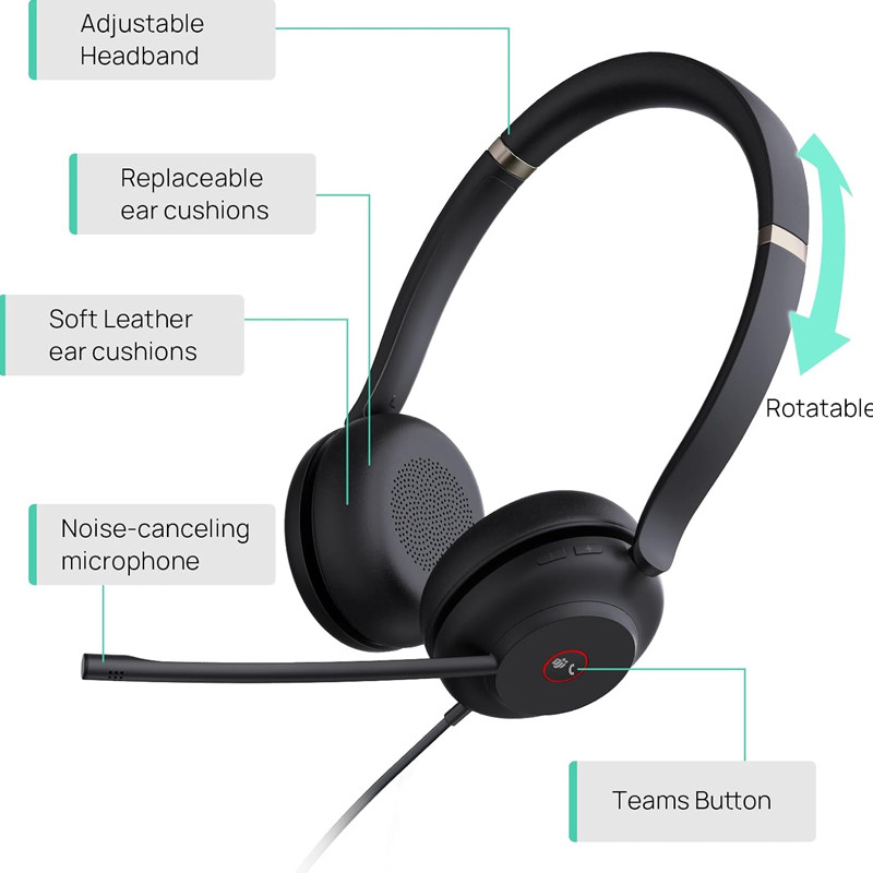Micro Casque Filaire USB Yealink UH37 Noir en Tunisie