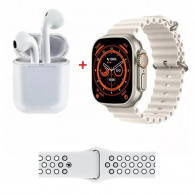 Montre Connectée W26 Pro Max Série 8 + 2 Ceintures + Earbuds Gris en Tunisie