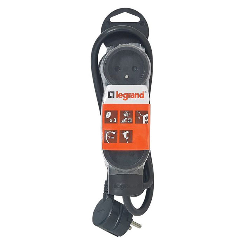 Multiprise Le Grand 3x2P+T 16A 230V 3M Noir en Tunisie