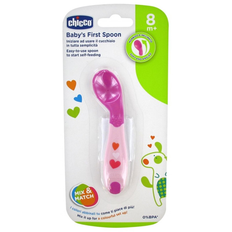 Première Cuillère Bébé Chicco 8M+ Rose en Tunisie